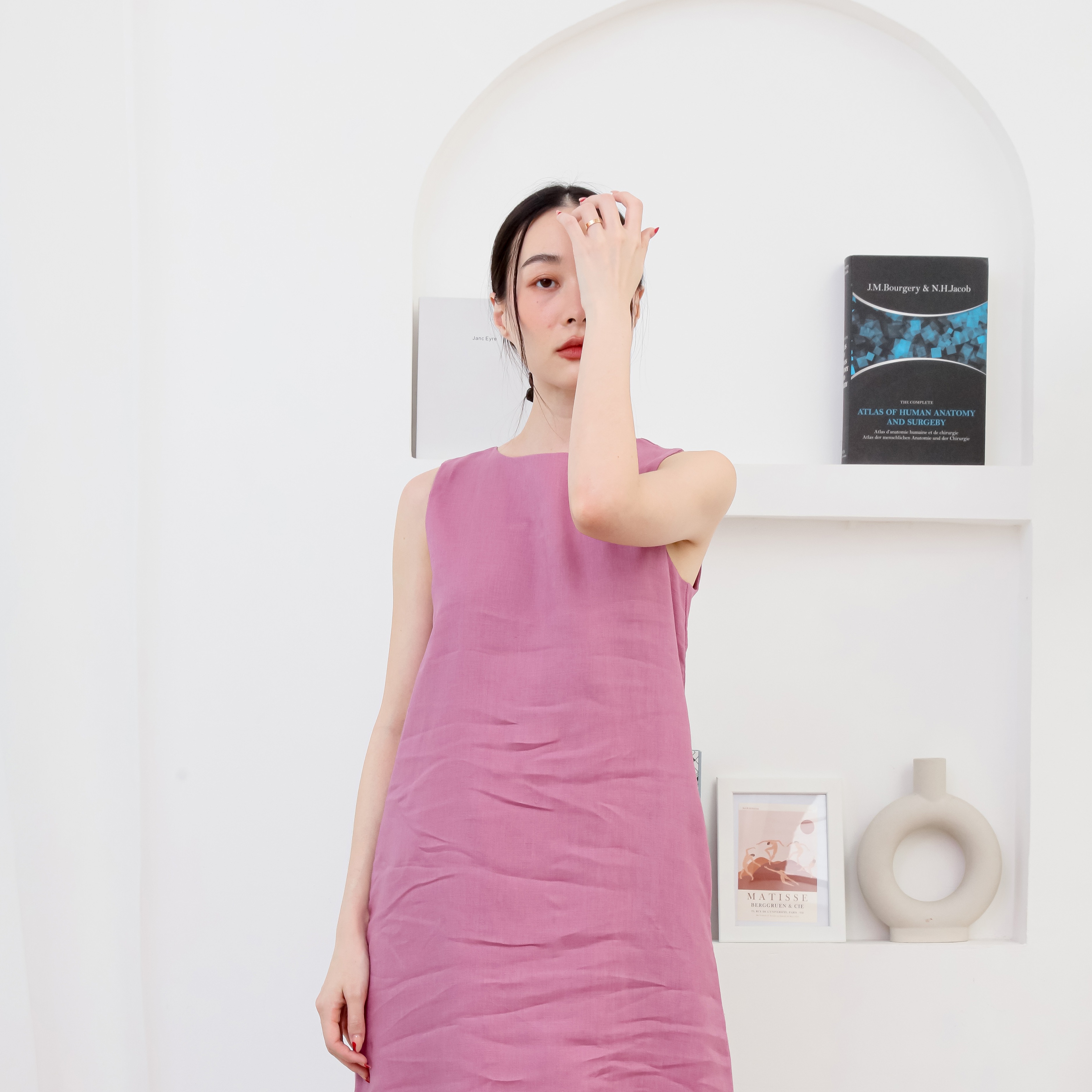 SUUBE Peony Dresses - Lilac เดรสยาวผ้าลินิน  (สีม่วงอมชมพู) NEW COLLECTION