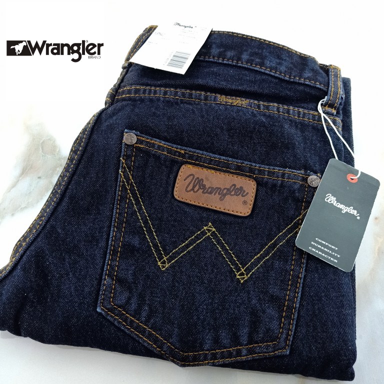 wrangler กางเกงยีนส์ทรงกระบอกผ้าฟอก สี midnight สินค้าใหม่ 1