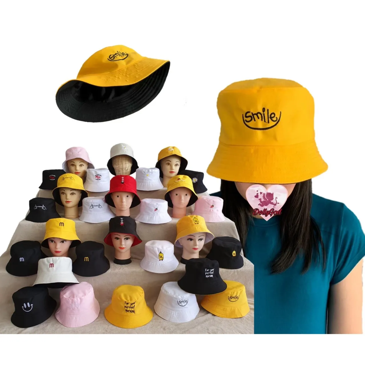 หมวกบักเก็ต ใส่ได้ทั้งสองด้าน มีหลายสีหลายแบบ (กดดูที่ตัวเลือกสินค้าจ้า )(ดูขนาดรูปสุดท้าย) ใส่สบาย ราคาถูก มีเก็บเงินปลายทาง