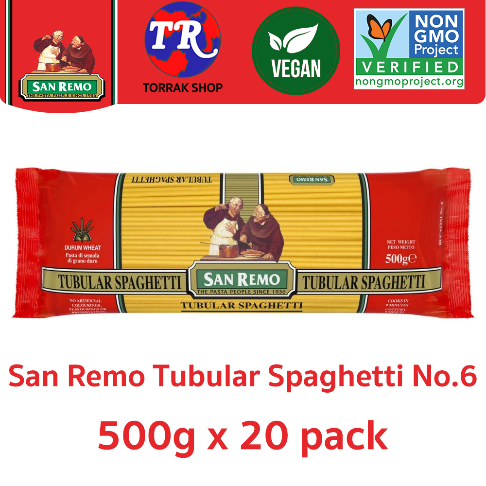 San Remo Tubular Spaghetti No.6 ซาน รีโม่ เส้นพาสต้า สปาเกตตี เบอร์ 6 500g x 20 pack