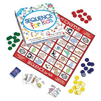 เกมส์ชื่อดัง Sequence for kids บอร์ดเกมส์ระดับโลก ช่วยสอนภาษาอังกฤษให้กับเด็ก ๆ ได้เรียนรู้ไปพร้อมกับความสนุกสนานทั้งทักษะการพูด การฟัง รวมทั้ง Vocabulary เป็นรุ่นที่ออกแบบเพื่อเด็กโดยเฉพาะจึงเล่นง่ายกว่า จำนวนผู้เล่น 2-4 ทีม เหมาะกับเด็ก 3 - 6 ขวบ