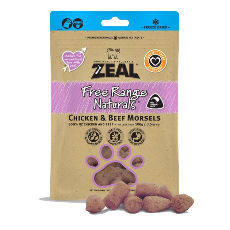 Zeal (Free Range Naturals) - ขนม Freeze Dried สำหรับสุนัขและแมว จากเนื้อสัตว์ 1000g / 3.5oz