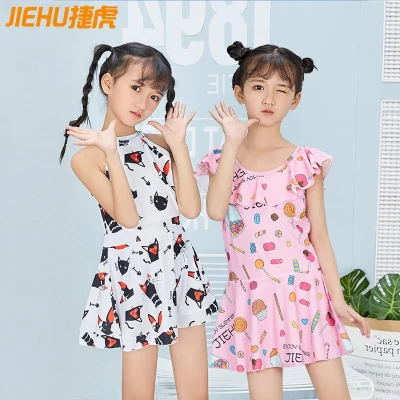 Children's Swimsuit Girls' Summer One-Piece Princess Dress Style Quick-Drying Swimwear Baby Cute Medium and Big Children Girls' Swimsuit