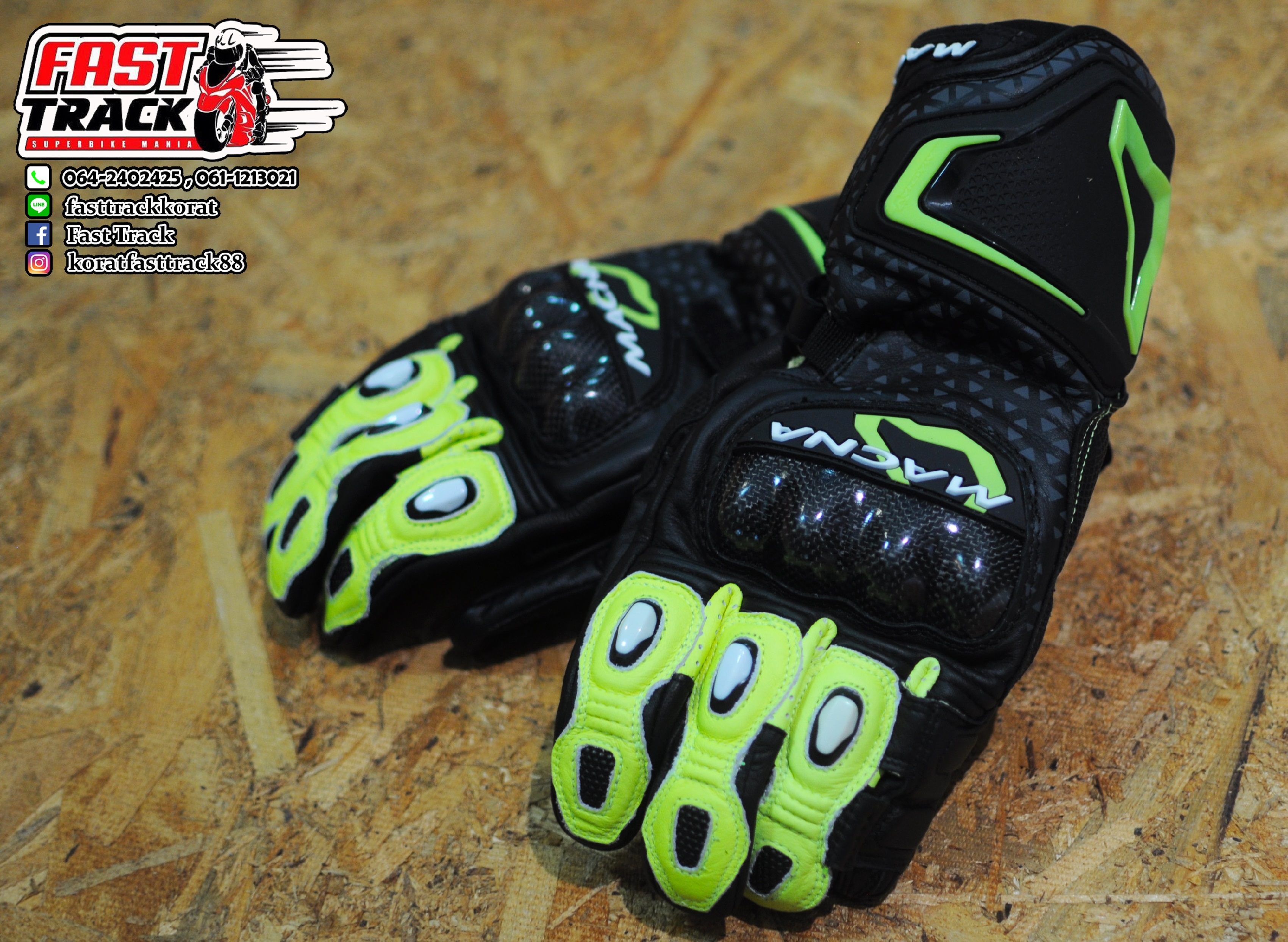 Macna รุ่น Track R ถุงมือหนังข้อยาว Racing