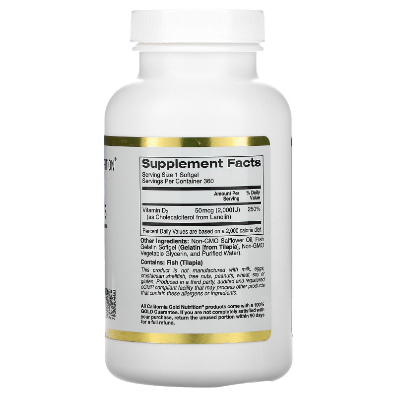 California Gold Nutrition, Vitamin D3, 50 mcg (2,000 IU), 90 Fish ...