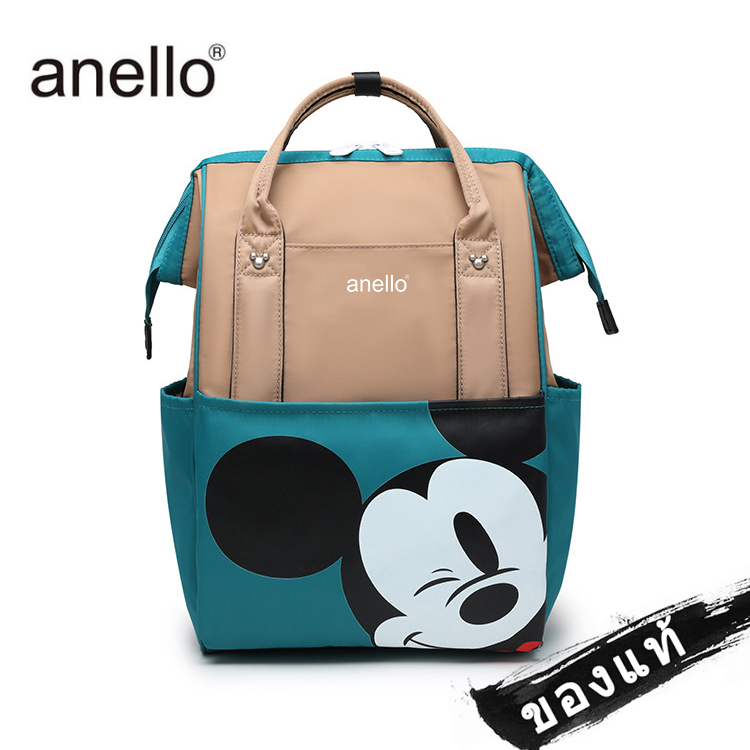 พร้อมส่ง‼️ กระเป๋า Anello Mickey ใบใหญ่ มี 5 / กระเป๋า Anello Đisnēy 2020 Polyester Canvas Backpack Limited-AN603 สี เขียวอ่อน สี เขียวอ่อน