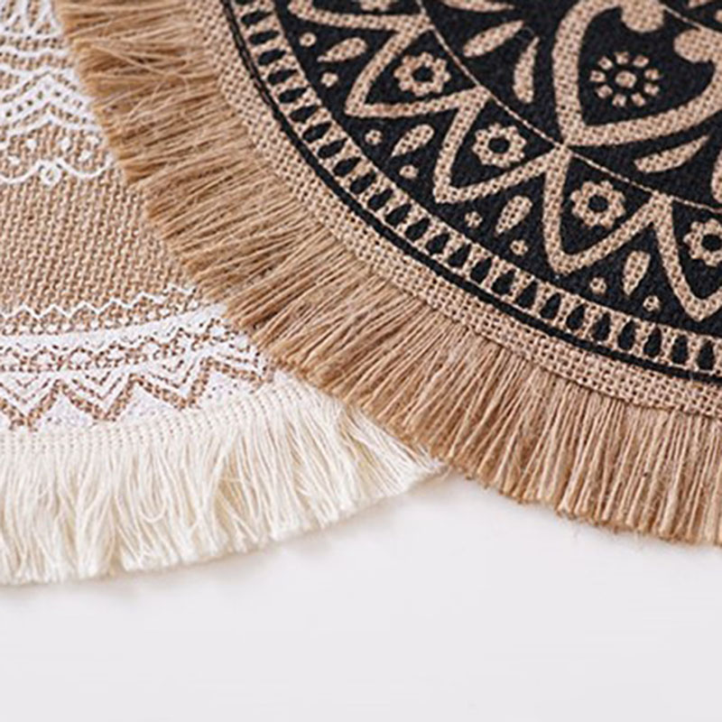 Nordic Moroccan Tassels Table Mats, Bowls and Plates, Cotton and Linen