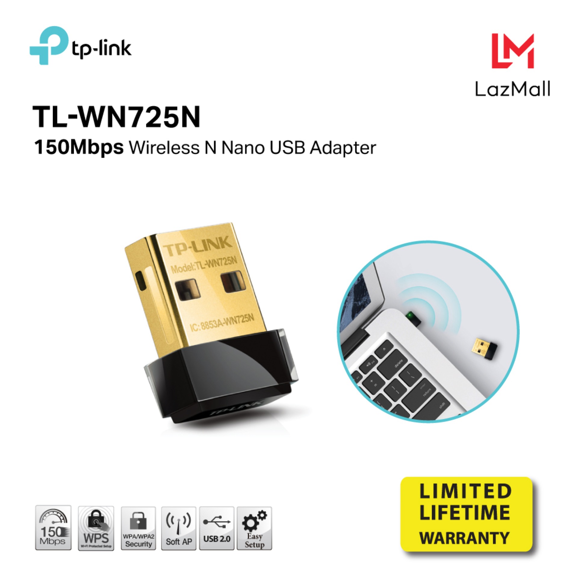 TP-Link TL-WN725N 150Mbps Wireless N Nano USB Adapter  ( อุปกรณ์รับ Wi-Fi อุปกรณ์เน็ตเวิร์ค )