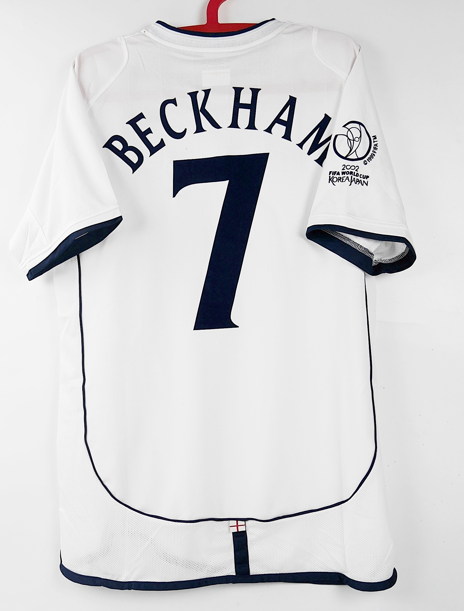 7 Beckham England Home Wc 2002 Full Retro Football Shirt Soccer Jersey