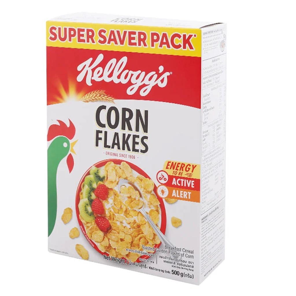 Kellogg’s Corn Flakes คอร์นเฟลกส์ 500 g  เคลล็อกส์ คอร์นเฟลกส์เป็นสินค้าต้นตำรับ กรุบกรอบทุกคำ รสชาติอร่อย