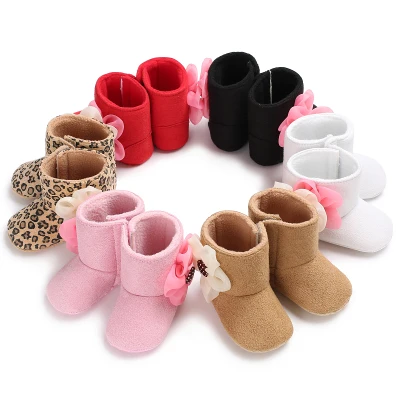 【Forever CY Baby】Newborn 0-18M Baby Toddler Girl Flower Snow Boots Winter Warm Fur Crib Shoes Prewalker Big Flower Princess Baby Girl Shoes
