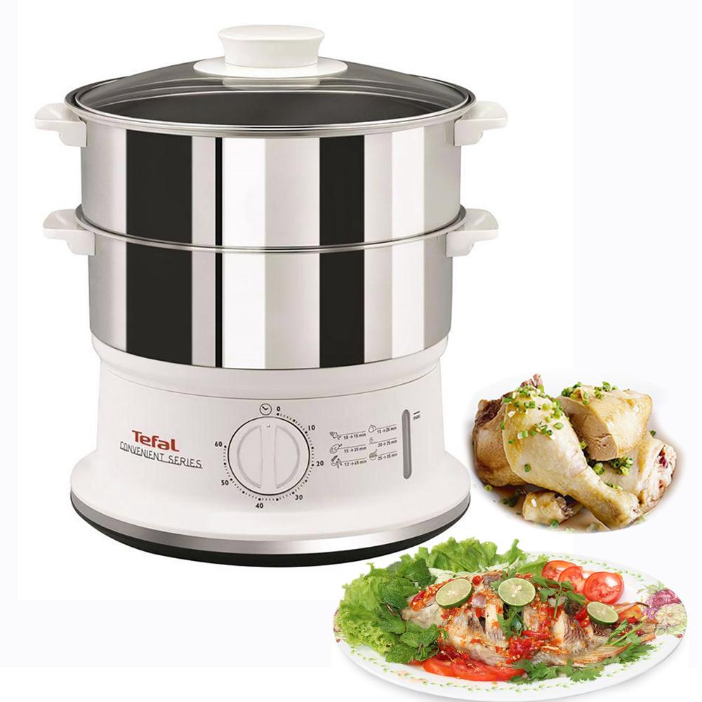 Tefal เครื่องนึ่ง แบบสแตนเลส 2 ชั้น ฝาแก้ว 6 ลิตร รุ่น VC145130