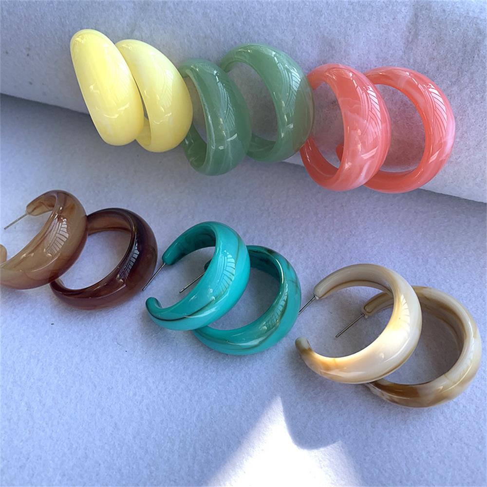 IQY Statement Gift For Women Hoop Dangle Earrings 2021 New Style C Shape Earrings Acrylic Colorful Earrings Marble Texture Temperament Acetic Acid