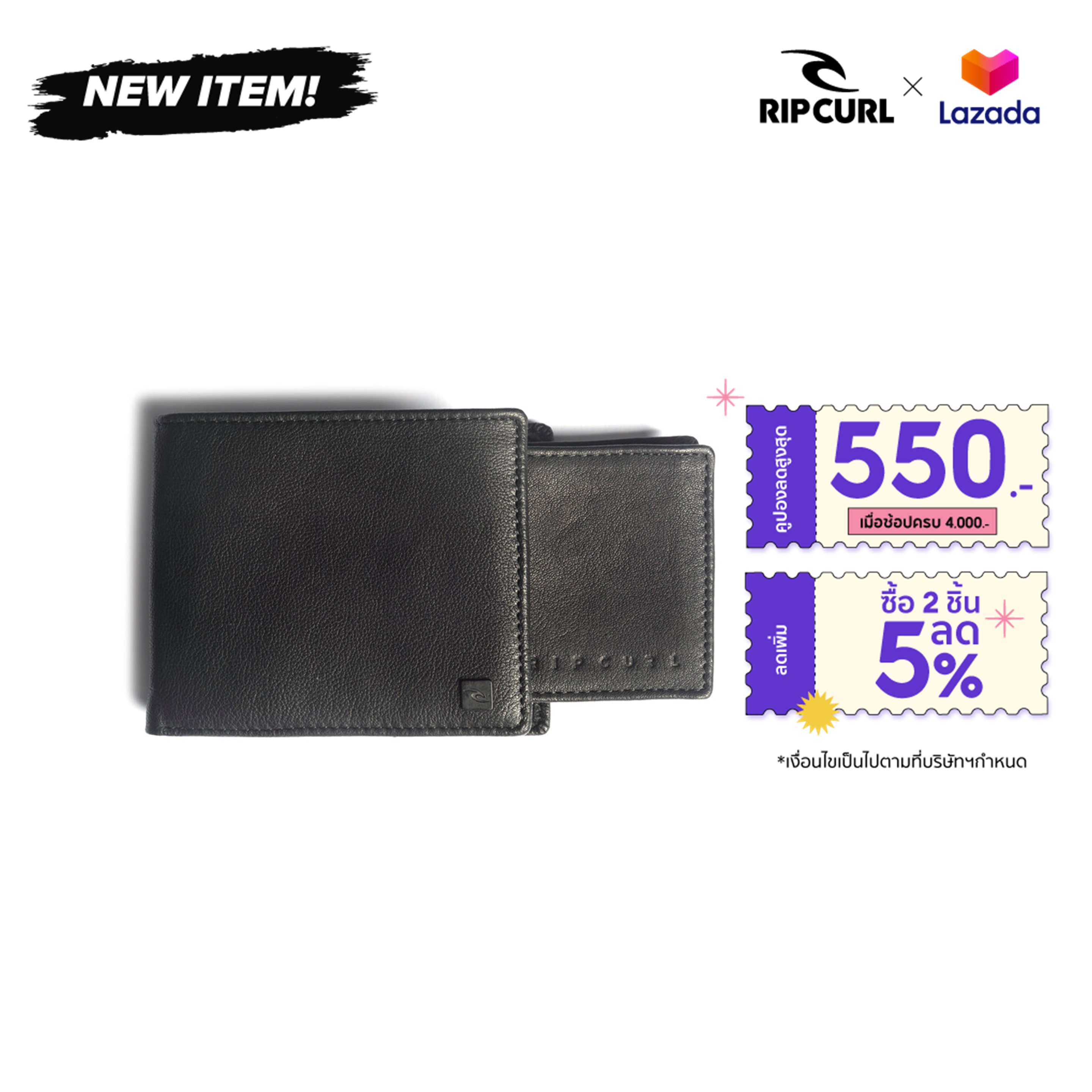 RIP CURL กระเป๋าสตางค์ หนังแท้ BWLGZ1 K-ROO RFID IN A23 Rip