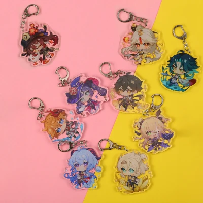 Anime Keychain Genshin Impact Venti Paimon Player Diluc Klee Man KeyChains for Women Accessories Cute Bag Pendant Key Chain Gift