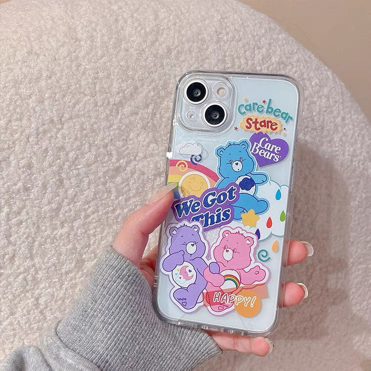 For IPhone 14 Pro Max IPhone Case Thickened TPU Soft Case Clear Case Shockproof Rainbow Bear Compatible for IPhone 13 Pro Max