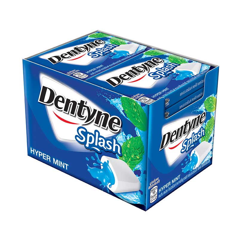 Dentyne เดนทีน สแปลช ไฮเปอร์มินต์ หมากฝรั่งรสเปปเปอร์มินต์ สอดไส้สเปีย ...