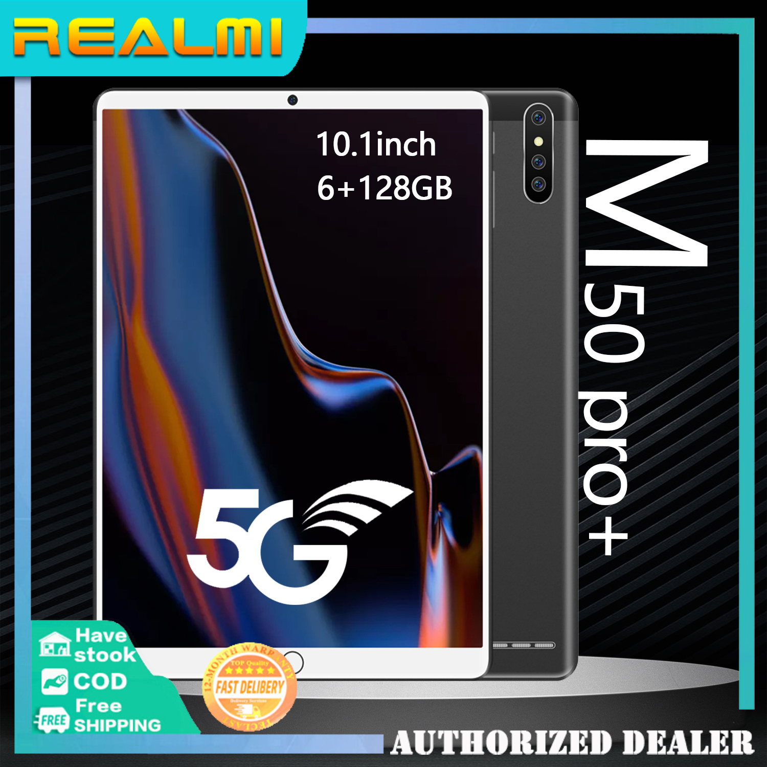 แท็บเล็ตถูกๆ🔥 ศูนย์ไทย Realmi M50 pro+ Tablet 10.1นิ้ว Android9.0 เเท๊ปเล็ต 6/128GB MTK6797 8-Core CPU รองรับ4G ใส่ได้สองซิม เรียนออนไลน์ แท็บเล็ต 8800mAh Battary ❗