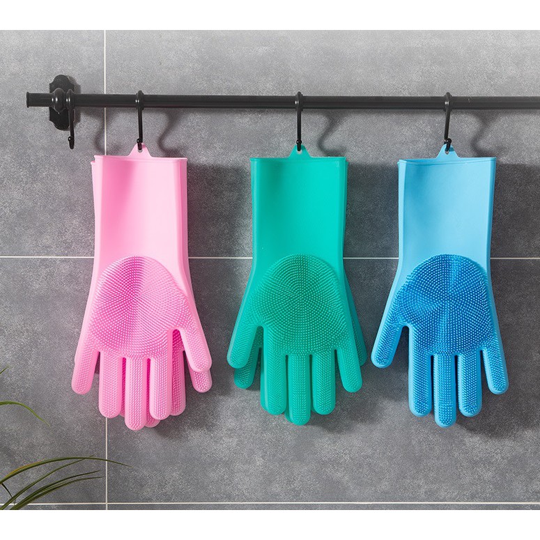 🤔พร้อมส่ง ถุงมืออเนกประสงค์ ใช้งานได้ 2 ด้าน ถุงมือล้างจานมีแปรงถูในตัว ถุงมือซิลิโคน สำหรับทำความสะอาด สะอาดอย่างหมดจด🤔