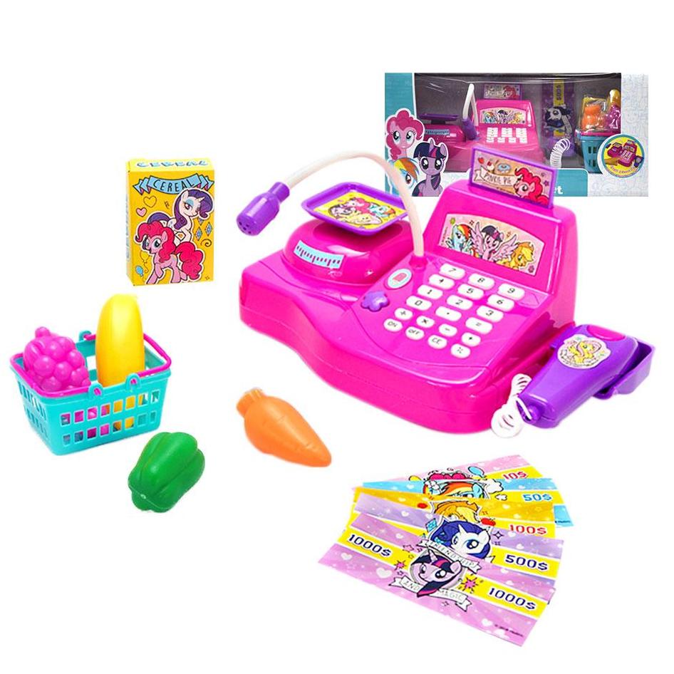 KIDTOYS My Little pony ของเล่นเด็ก ชุดจำลองแคชเชียร์และช้อปปิ้ง มาพร้อมอุปกรณ์การเล่น มีไฟ มีเสียง ขนาด ยาว 18*กว้าง 10*สูง 9 ซม. ลายลิขสิทธิ์แท้ บทบาทสมมุติ