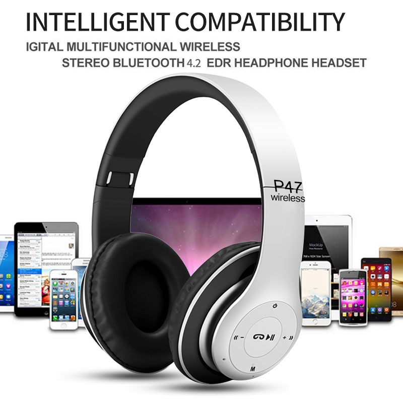 ชุดหูฟังสเตอริโอ Bluetooth รุ่น P47 หูฟังไร้สาย Bluetooth พร้อมหน่วยความจำสามารถฟังเพลงได้ ราคาสุดช๊อค!