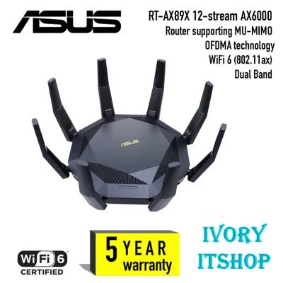 ASUS AX6000 WiFi 6 Gaming Router (RT-AX89X) - Dual Band Gigabit Wireless Internet Router, Dual 10G Ports, Gaming & Streaming, AiMesh Compatible/ivoryitshop