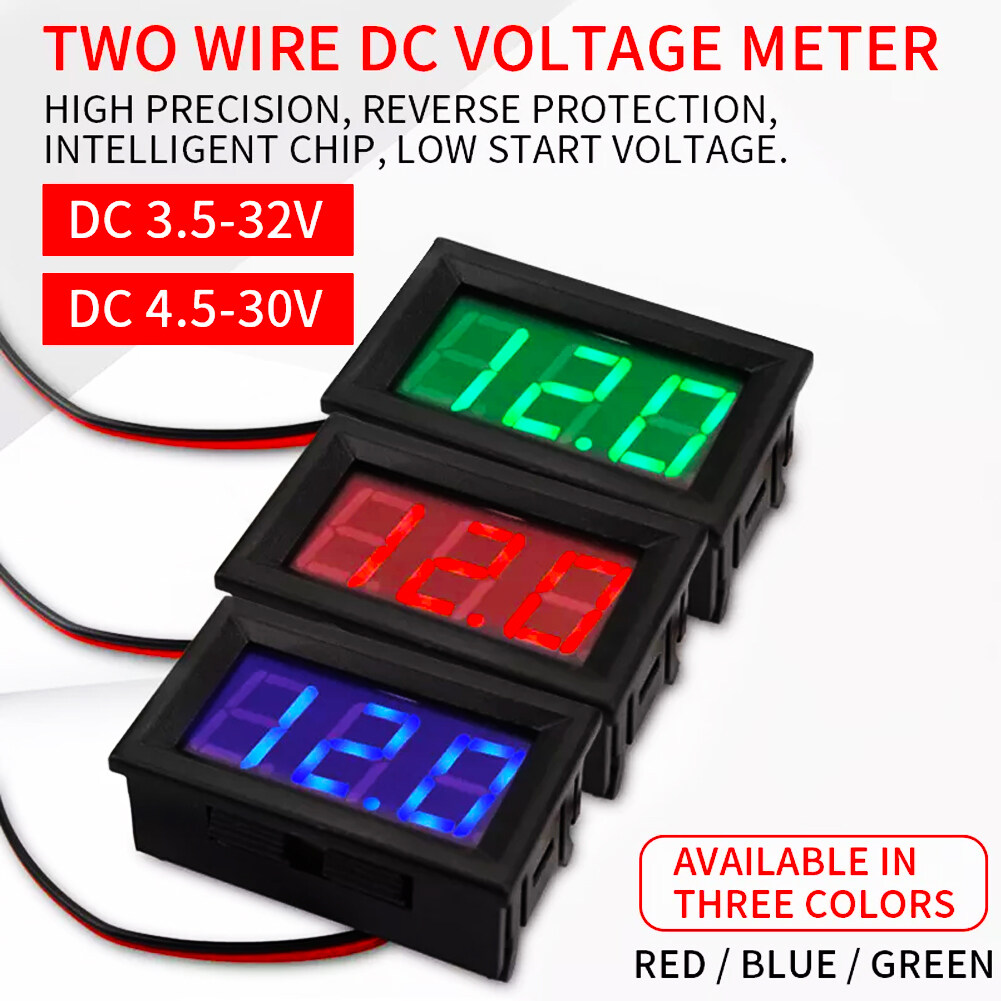 ตัววัดโวลท์ แบบดิจิตอล DC 4.5 - 30.0 V (Mini 0.36in DC 4.5V-30V 2-Wire LED Digital Display Panel Battery Voltmeter)