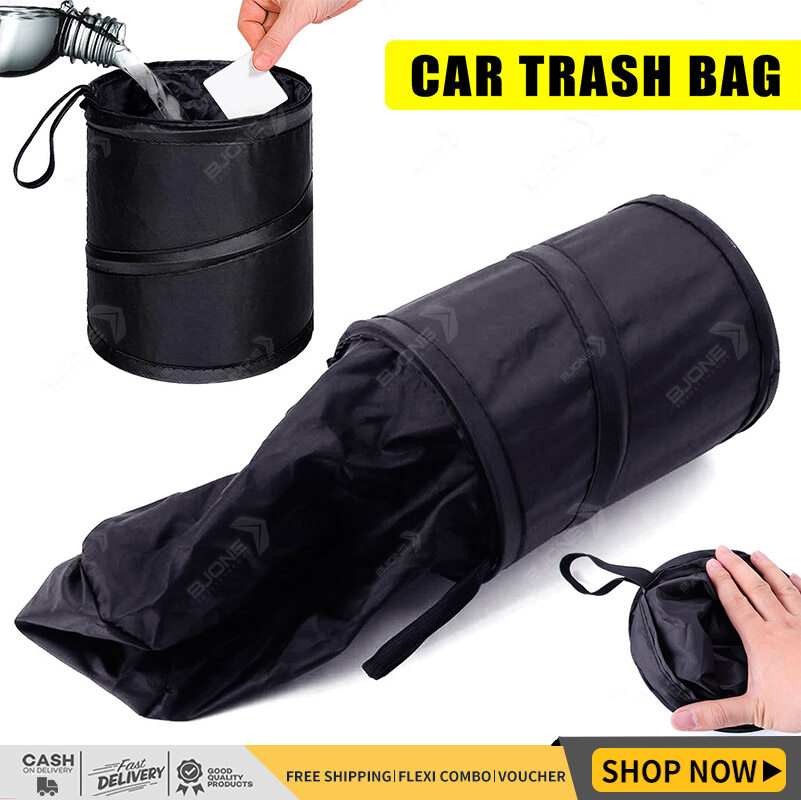 1Pc Black Car Trash Can Pack Bag Waterproof Car Trash Bag for