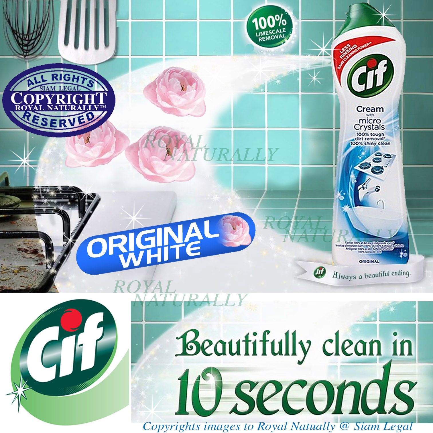 CIF Multi-Purpose Kitchen Cleaning ORIGINAL Cream ครีมสีขาว ครีมล้างครัวอเนกประสงค์ 500ml