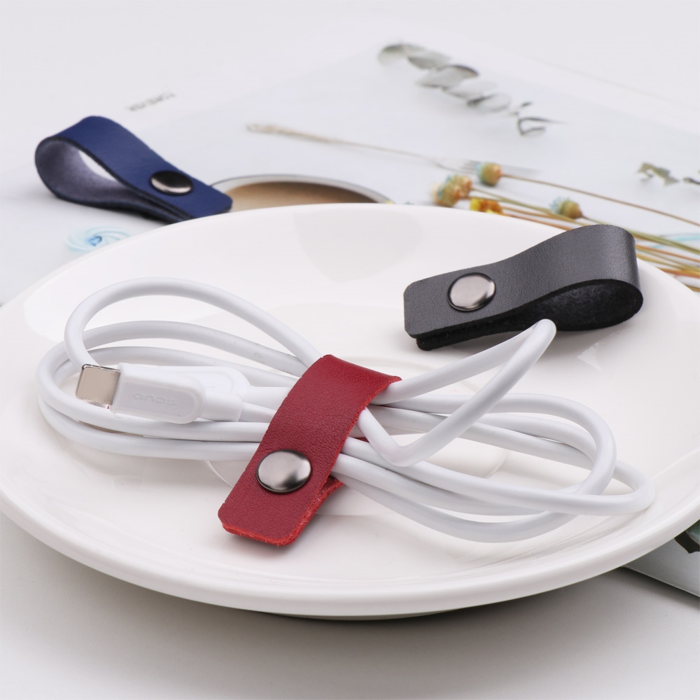[PIIN] 5pcs Leather Cable Straps Cable Tie Wraps Cord Management Holder ...