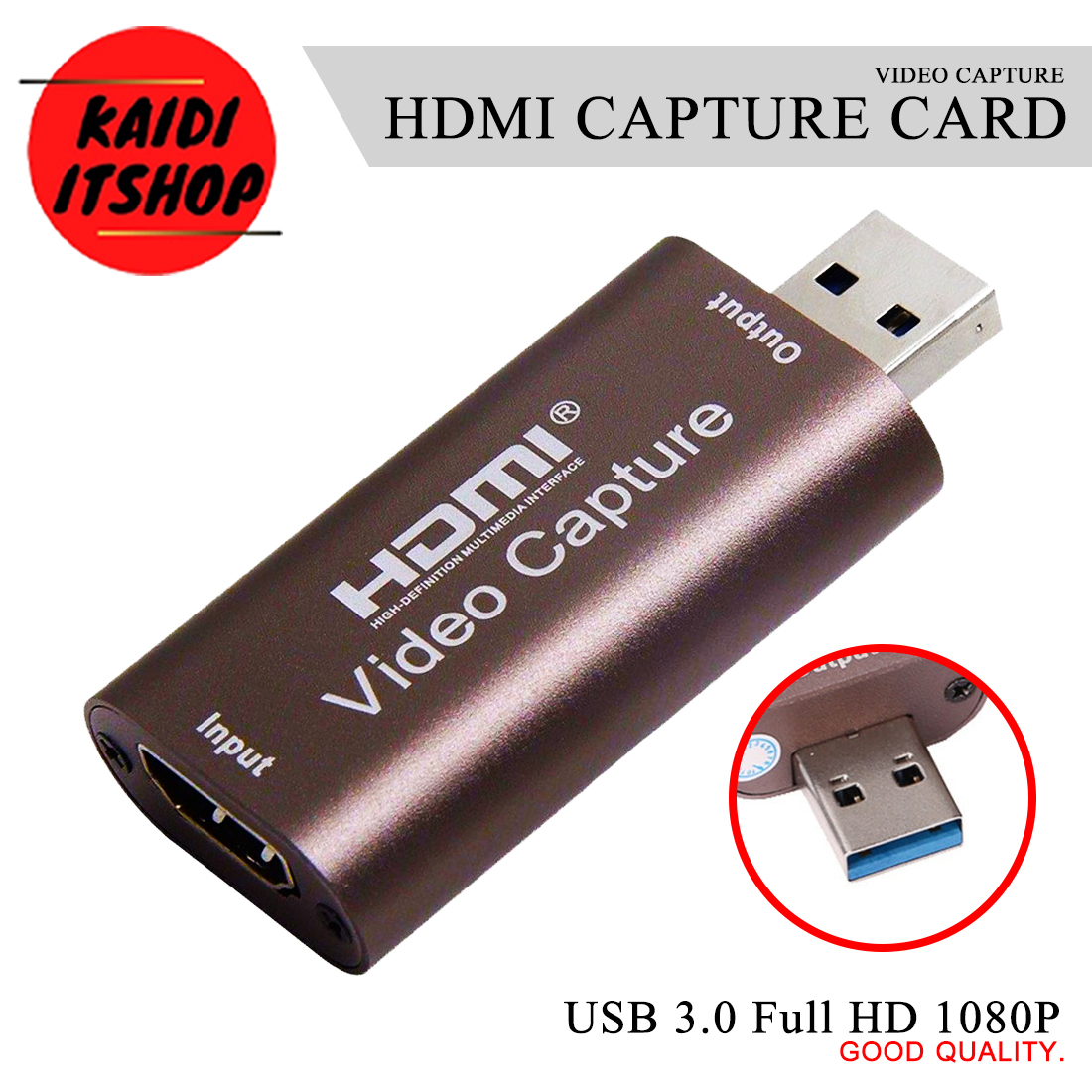 HDMI Video Capture Card USB 3.0 แคปเจอร์การ์ด รองรับภาพ Full HD 1080P (Color: Rose Gold)