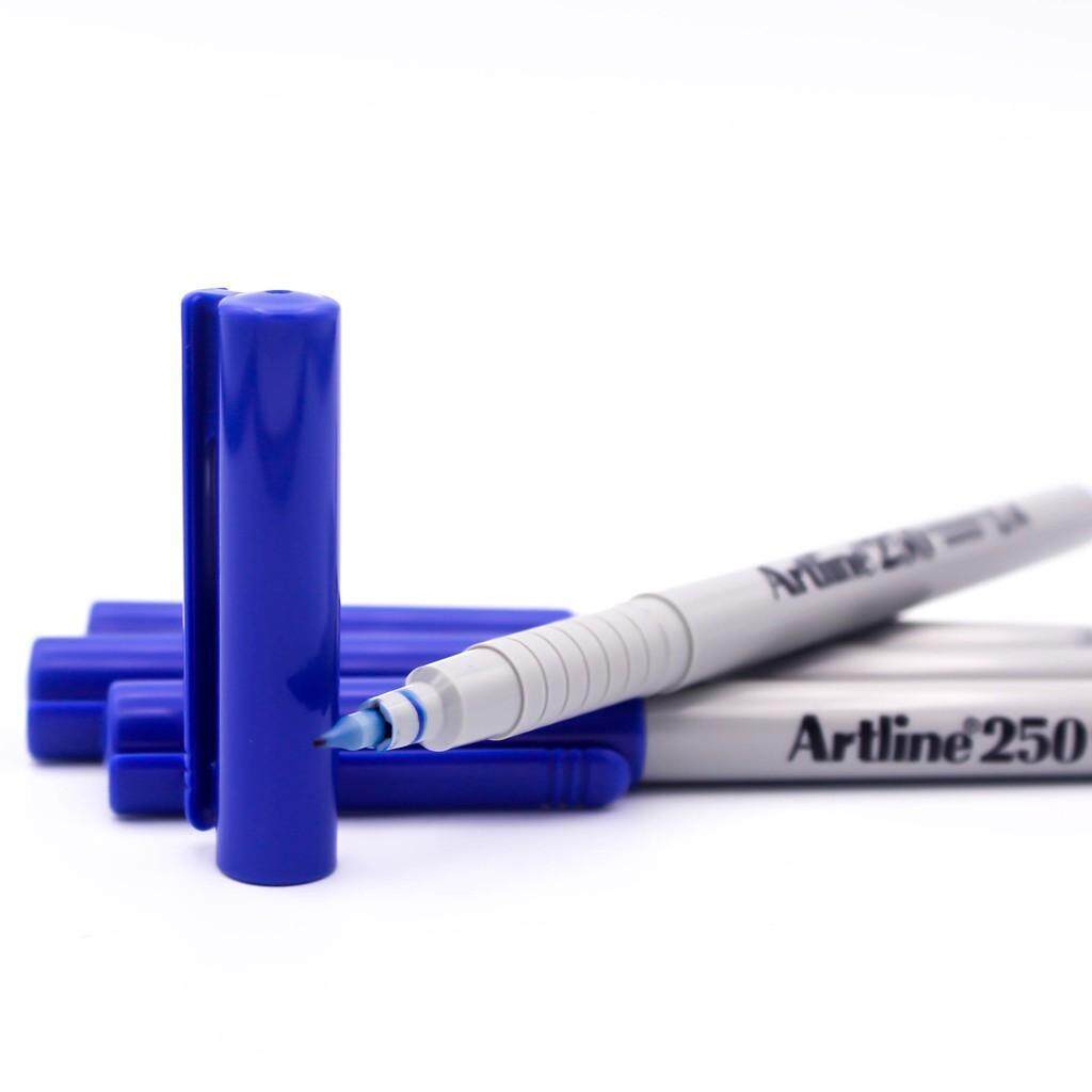 ปากกามาร์คเกอร์ หัวเข็ม 0.4 มม. ชุด 4 ด้าม (สีน้ำเงิน) เขียนได้ทุกพื้นผิว