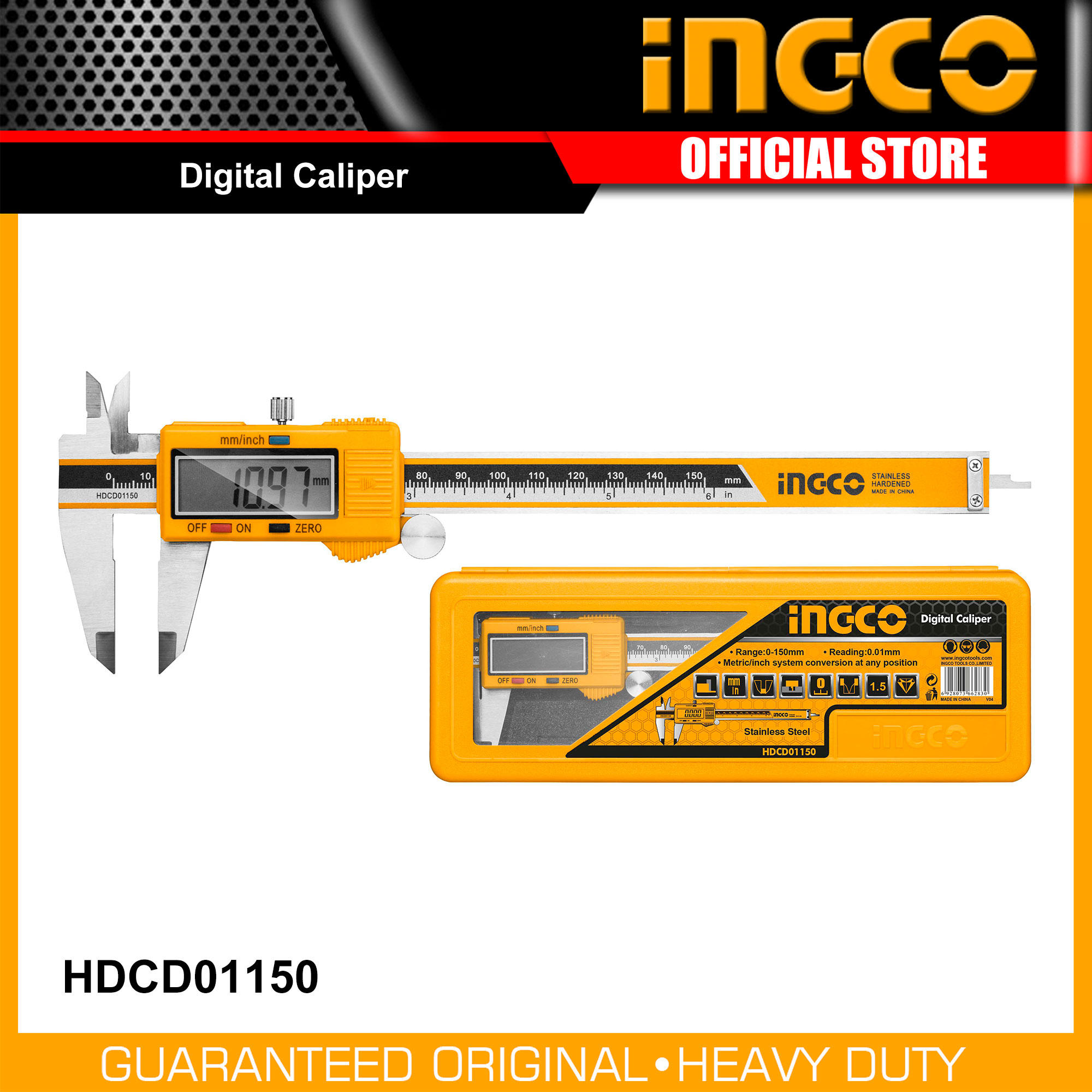 INGCO เวอร์เนียร์ดิจิตอล 6นิ้ว ( 150MM ) รุ่น HDCD01150 Digital Vernier Caliper