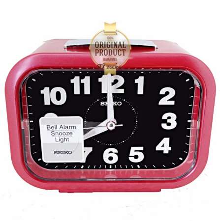 SEIKO นาฬิกาปลุก Quiet Sweep (Snooze) มีไฟ เสียงกริ่ง รุ่น QHK026R -สีแดง