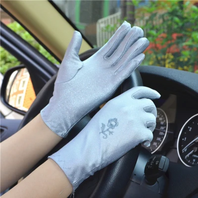ILED5XEJ Thin Fashion Anti-UV Summer Short Embroidered Sunscreen Outdoors Women Gloves Driving Gloves Mittens Finger Gloves