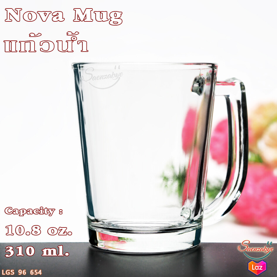 แก้วใส แก้วน้ำมีหูจับ แก้วชา แก้วเบียร์ ถ้วยแก้ว แก้วใส่น้ำ ปั่น ผลไม้ ชาสมุนไพร แก้วน้ำใสสวยๆ ขนาด 10.8 oz. 310 ml. รุ่น Nova Mug