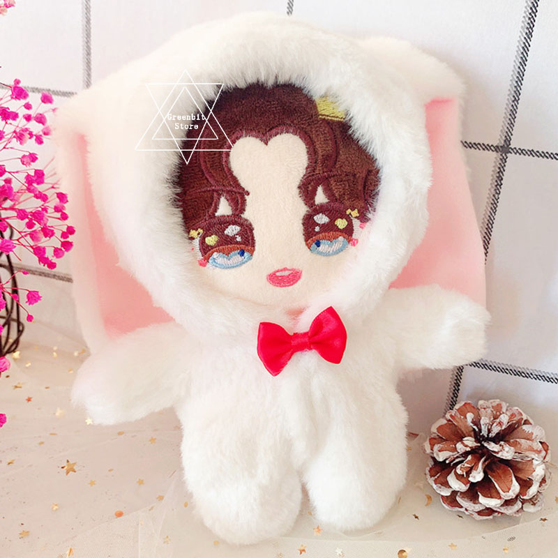 20CM Lisa Wang Yibo Gong Jun Ikun JIMIN Doll Clothes Shaggy Rabbit Coat Toy Dolls Accessories