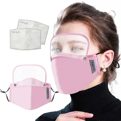 Adults Washable Reusable Face Cover With 2 Filters And Detachable Eye Shield