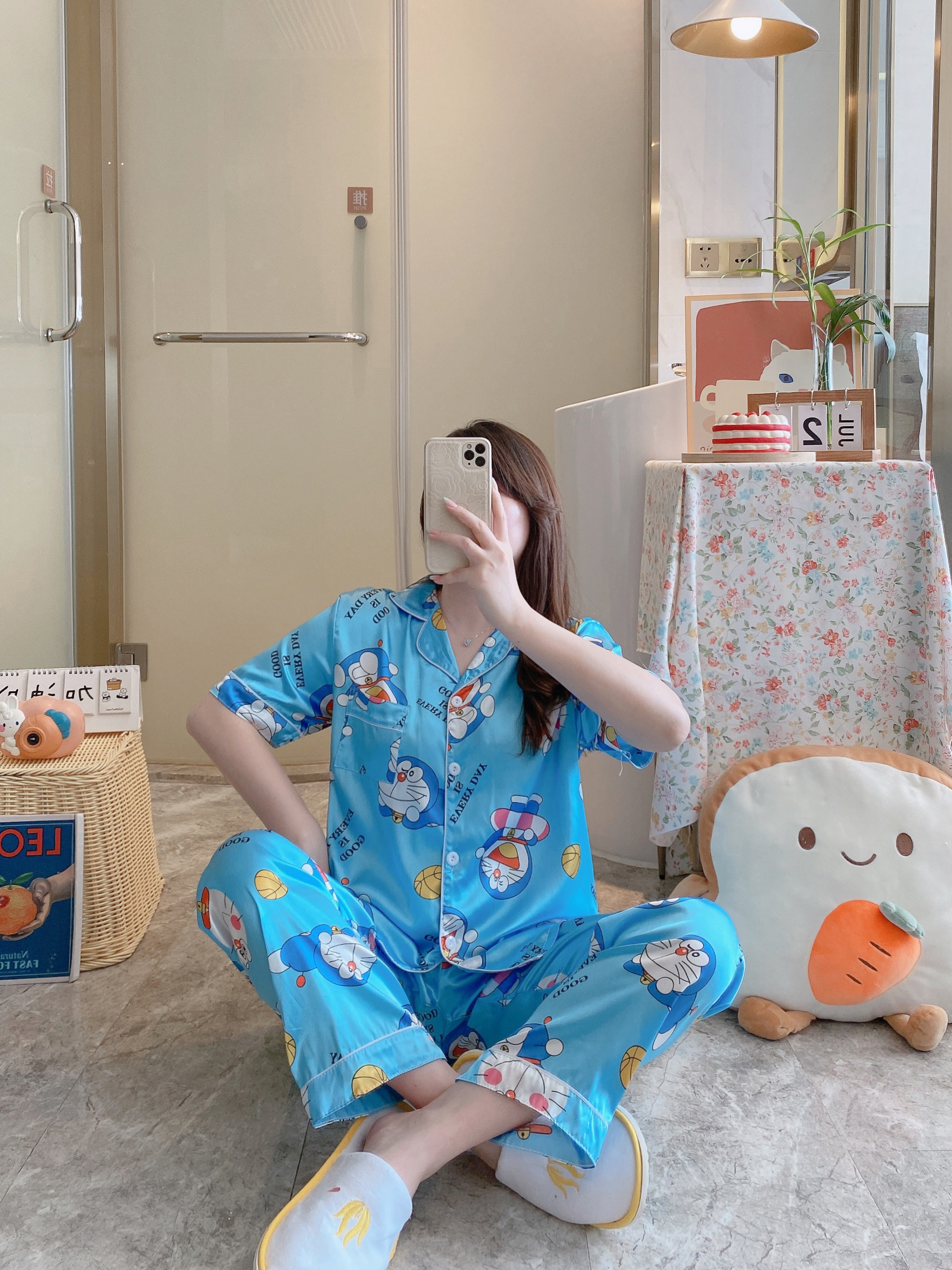 ชุดนอน ชุดนอนสาวอวบ ชุดนอนผู้หผญิง แขนสั้นขายาวไซส์M-5XL ชุดนอนลาย ...