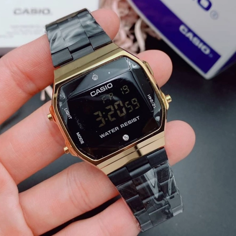 รูปภาพสินค้าแรกของนาฬิกาแฟชั่น สไตล์ Casio ระบบดิจิตอล รุ่นไดม่อน ประดับเพชร แถมฟรี  กล่อง+ถุง คาสิโอ