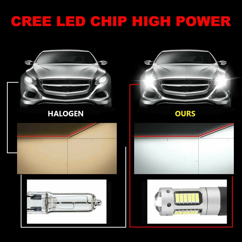 VT 15W High Power H3 LED Bulbs – 6000K Xenon White, 800 Lumens – For Fog Lights & DRLs (2 Pack)