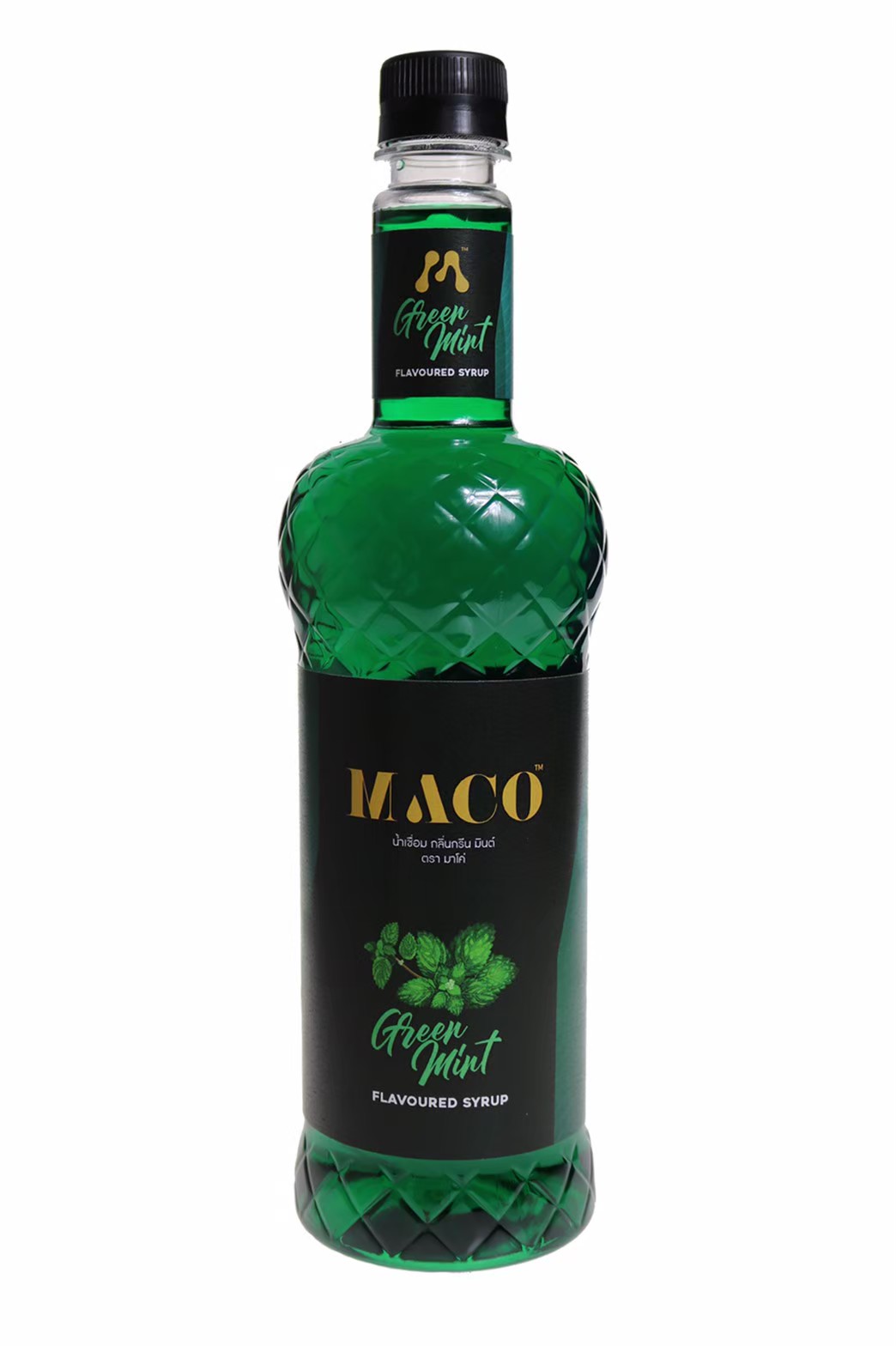 มาโค่ ไซรัป กลิ่นกรีนมิ้นท์ ขนาด 750 มล. (MACO Green Mint Syrup)แถมฟรีหัวปั๊ม จำนวน 1 อัน