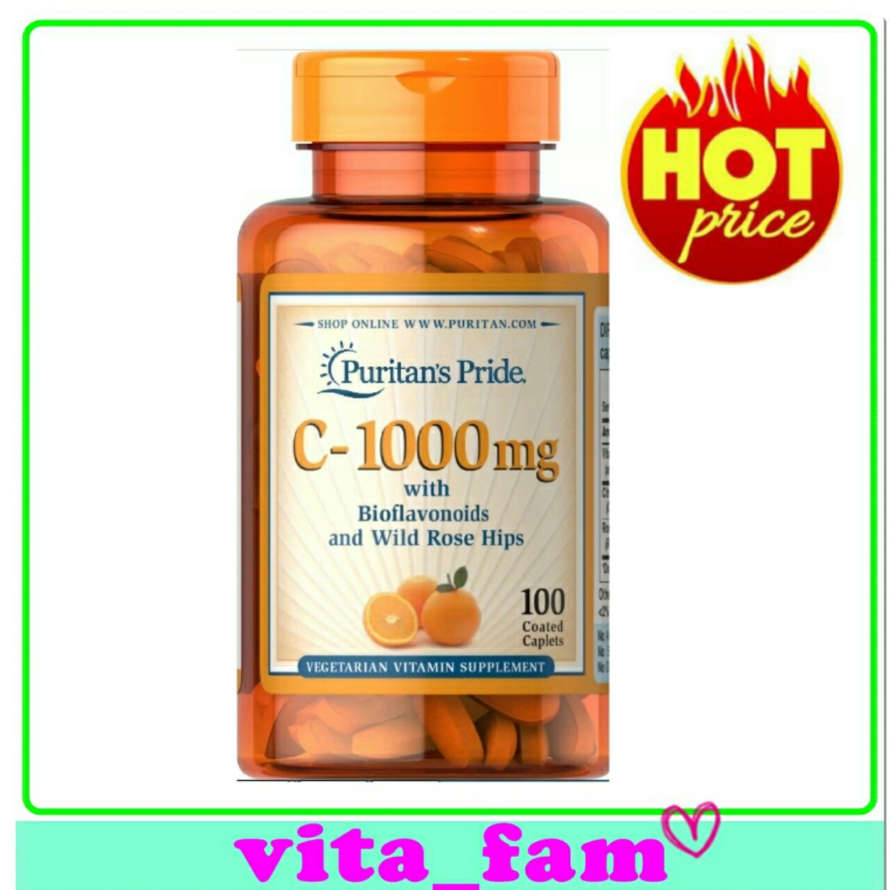 Puritan's Pride Vitamin C1000 mg with Bioflavonoids & Rose Hips 100