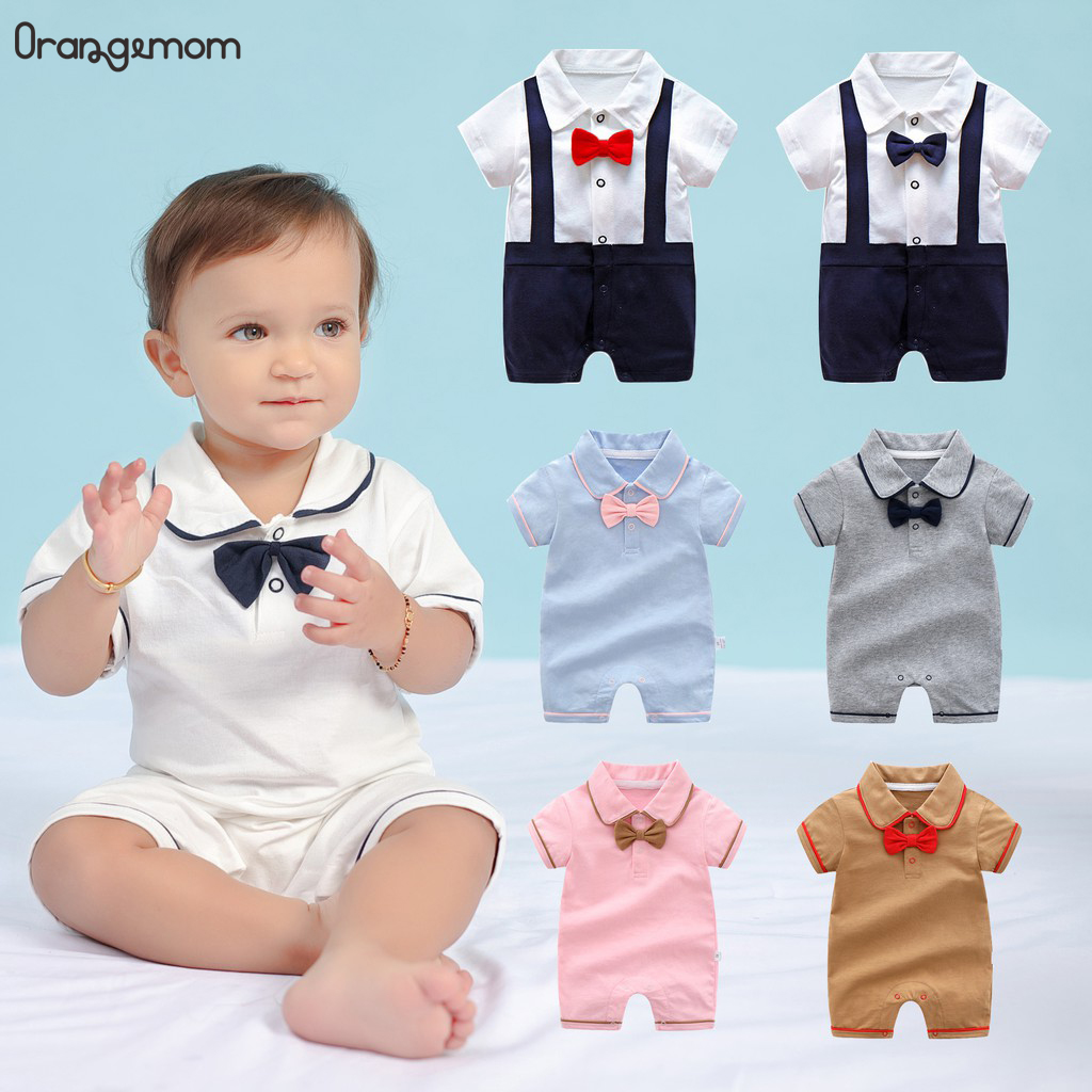 Orangemom Brands Baby Romper Gentleman Toddler Jumpsuit 5 Style Baby One-piece Cotton Short Sleeved Baby Body Suit,1pcs