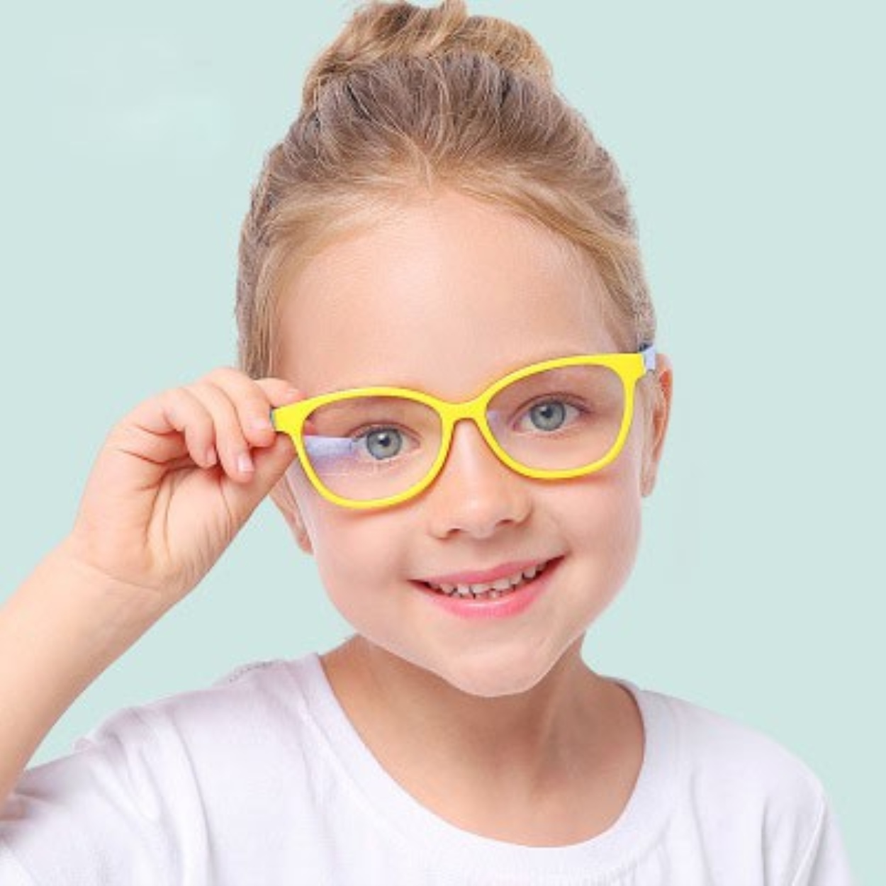 ⊕✑  แว่นตากรองแสงสีฟ้าเด็ก ทรงเหลี่ยมขอบมนน่ารัก Anti Blue Light Glasses พร้อมส่งที่ไทย แว่นบิดได้ ไม่หัก WA01 เหลี่ยม