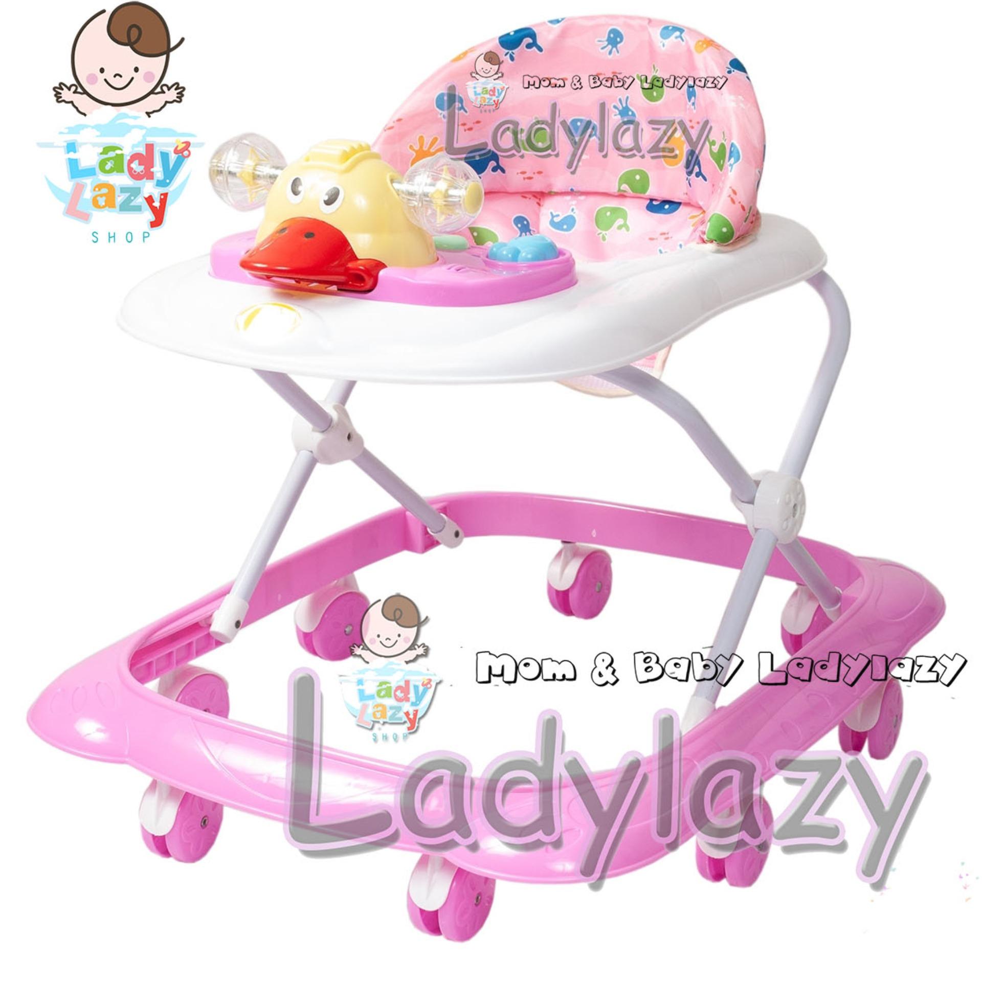 ladylazyรถเด็กหัดเดิน มีของเล่น สีเพลง ปรับได้ 4 ระดับ  No.342  สีชมพู