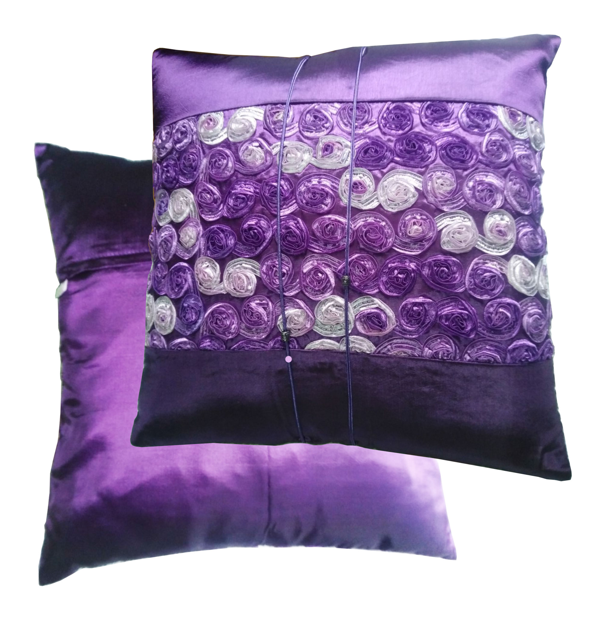 A28 Thai Silk Pillow Covers ปลอกหมอนอิง ไหมไทยลายดอกกุหลาบ 16×16 นิ้ว