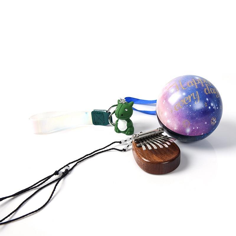 8 Keys Mini Portable Finger Kalimba Thumb Piano Portable Beginners Keyboard Instrument Christmas Toy with Lanyard