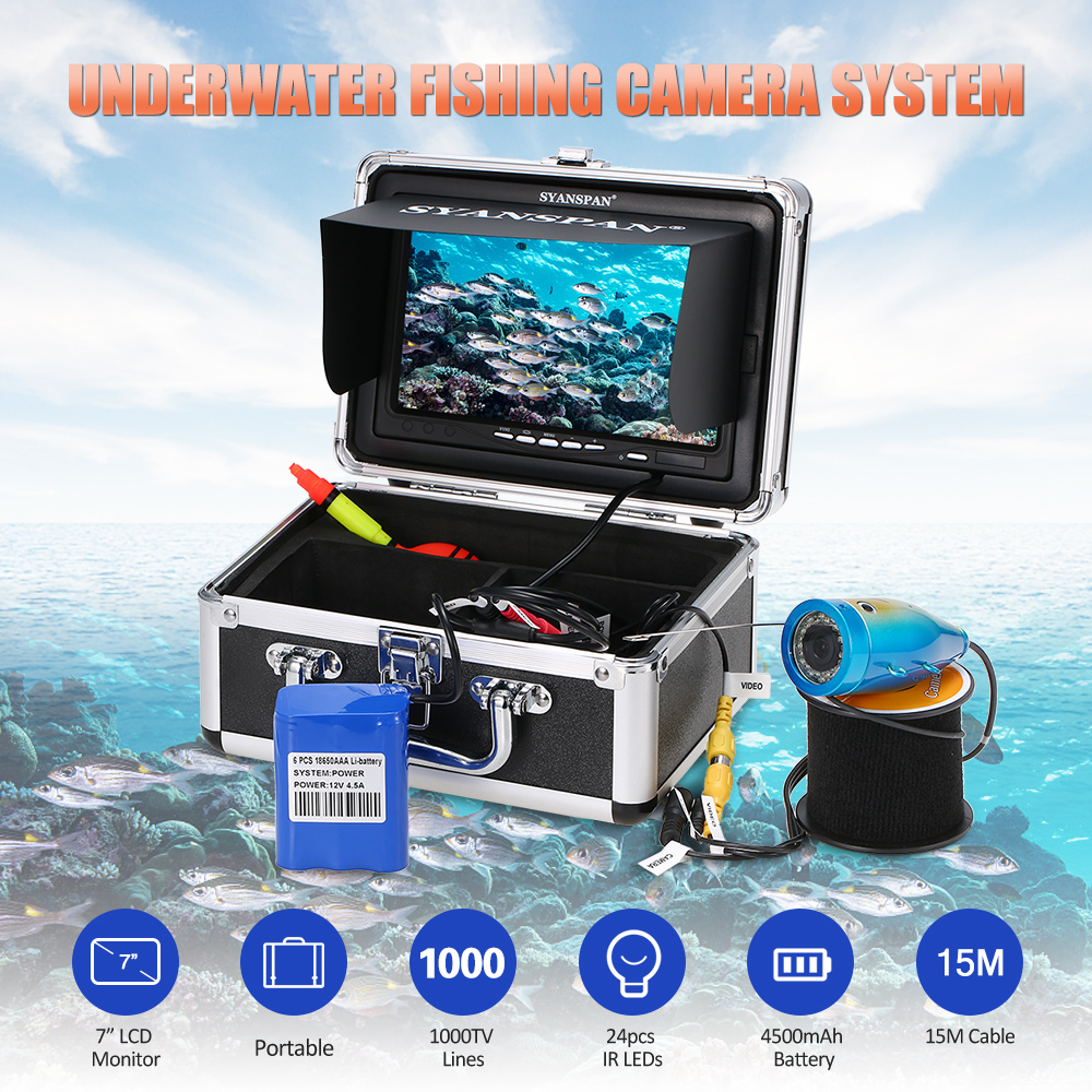 SYANSPAN 7'' Underwater Fishing Camera 1200TVL Waterproof Ice Fishing Camera