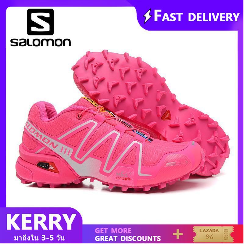 Genuine CS3 Women Salomon Speed Cross 3CS Running Shoes Pink